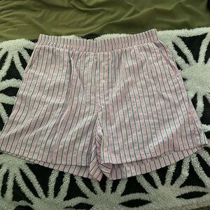 Pink and Green Striped Shorts